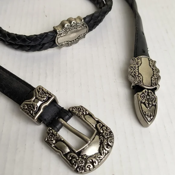 Woolrich Western Concho Black Braided Belt with Silver Buckle Size L - Picture 4 of 14